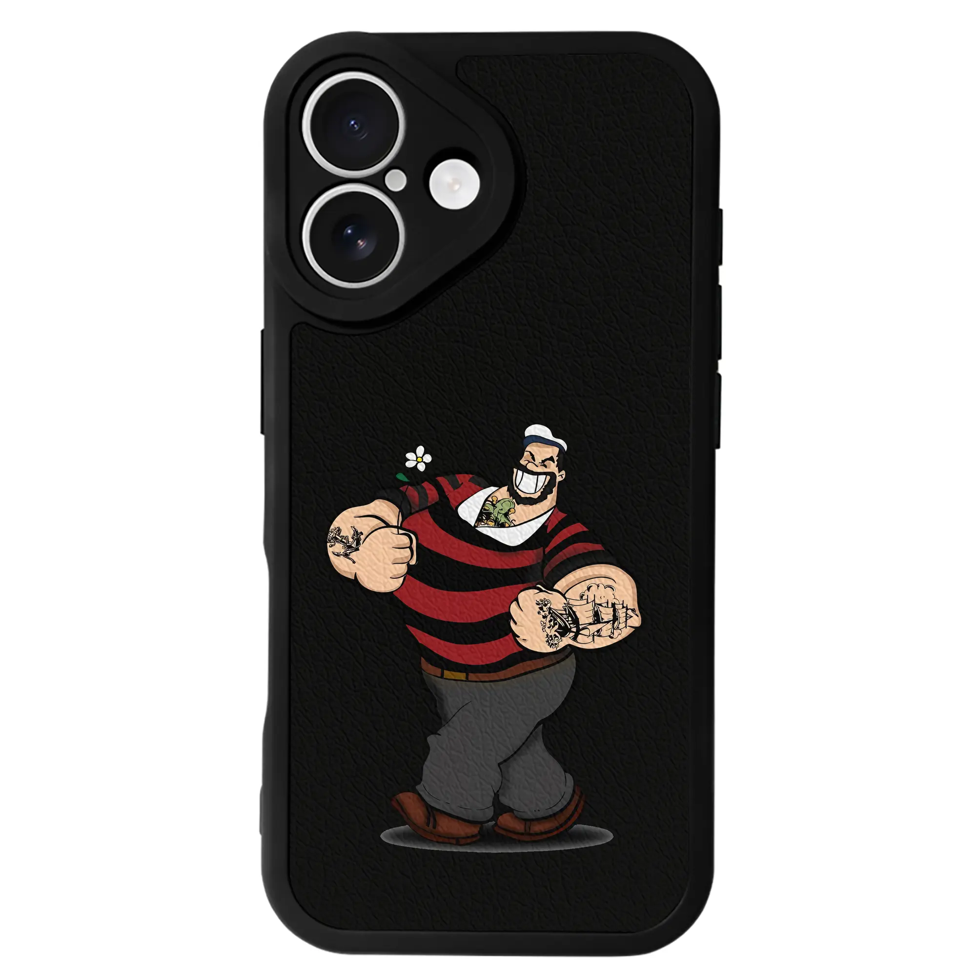 ポパイ グッズ ブルート - IPhone 16シリーズ対応 ・ シリコンスマホケース ・ レザー調 ・ 高精度フィット ・ 耐衝撃 ・ ワイヤレス充電対応 ・ 精密カット